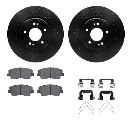 Dynamic Friction Co 8512-21051, Rotors-Drilled and Slotted-Black w/ 5000 Advanced Brake Pads incl. Hardware, Zinc Coated 8512-21051